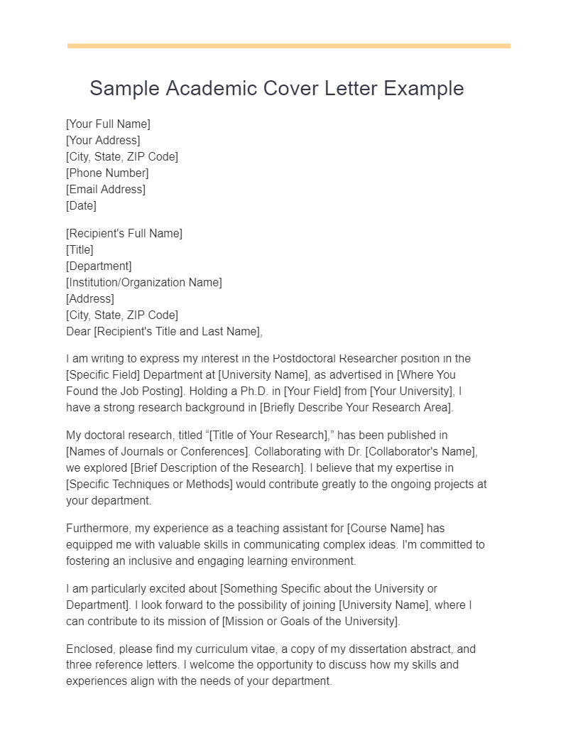 academic cover letter length