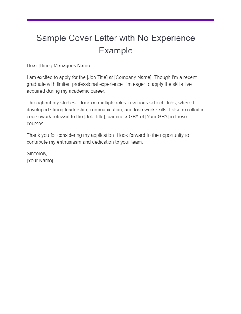 15 Cover Letter With No Experience Examples How To Write Tips Examples