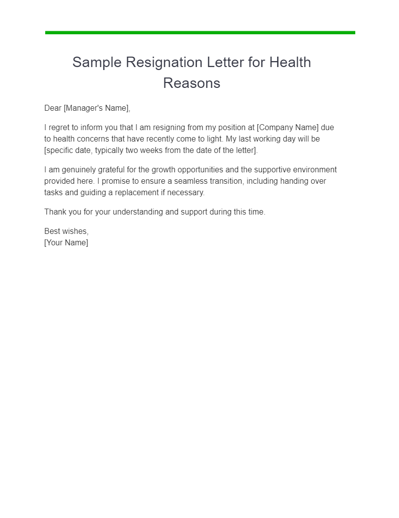 Resignation Letter Due To Health Reasons 17 Examples PDF Tips