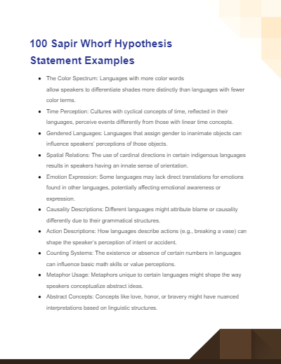 sapir whorf hypothesis with lexical and grammatical examples