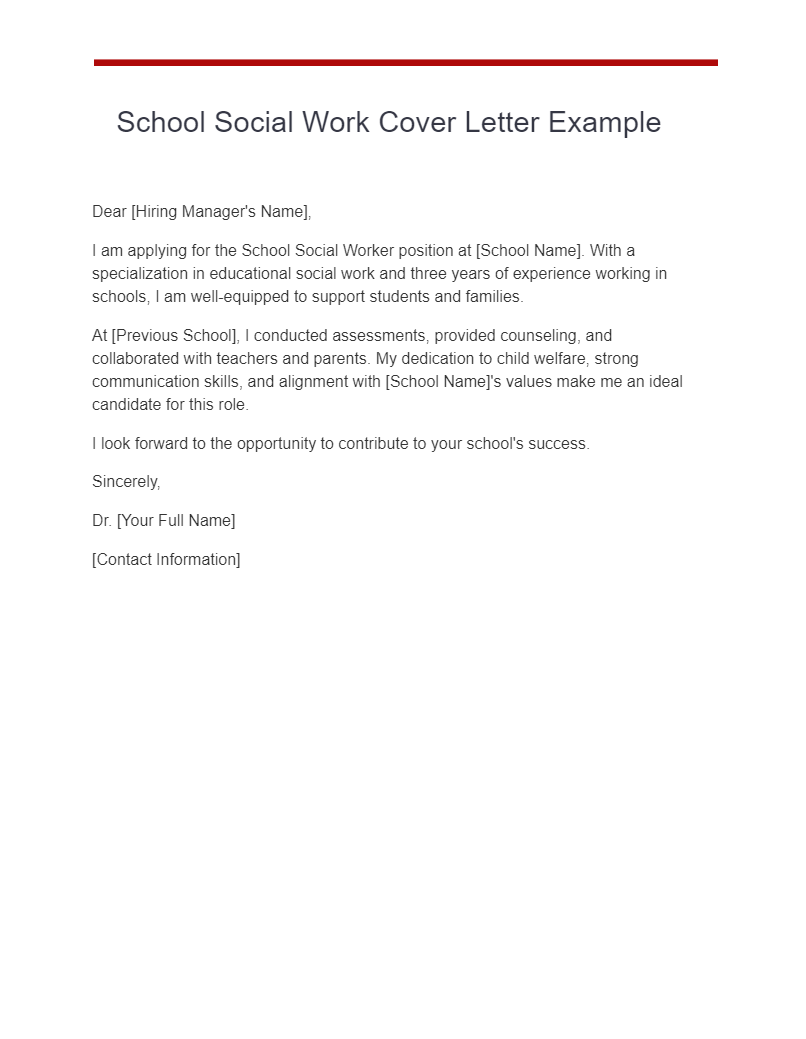 24 Social Work Cover Letter Examples How To Write Tips Examples 4920