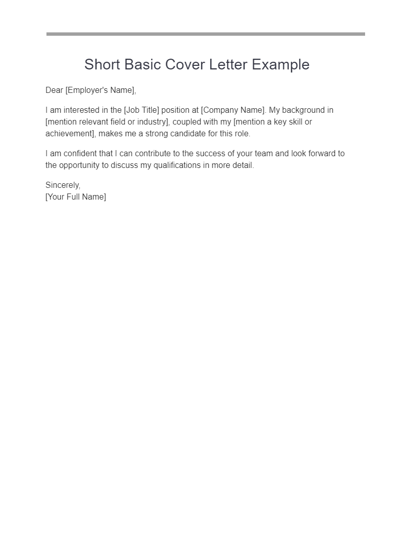 Basic Cover Letter - 17+ Examples, How to Use, PDF