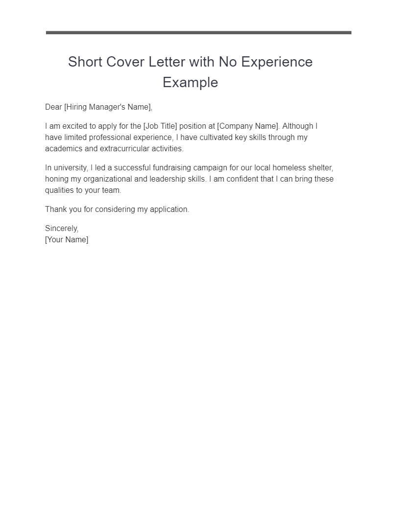 short cover letter with no experience example