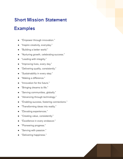 short mission statement examples