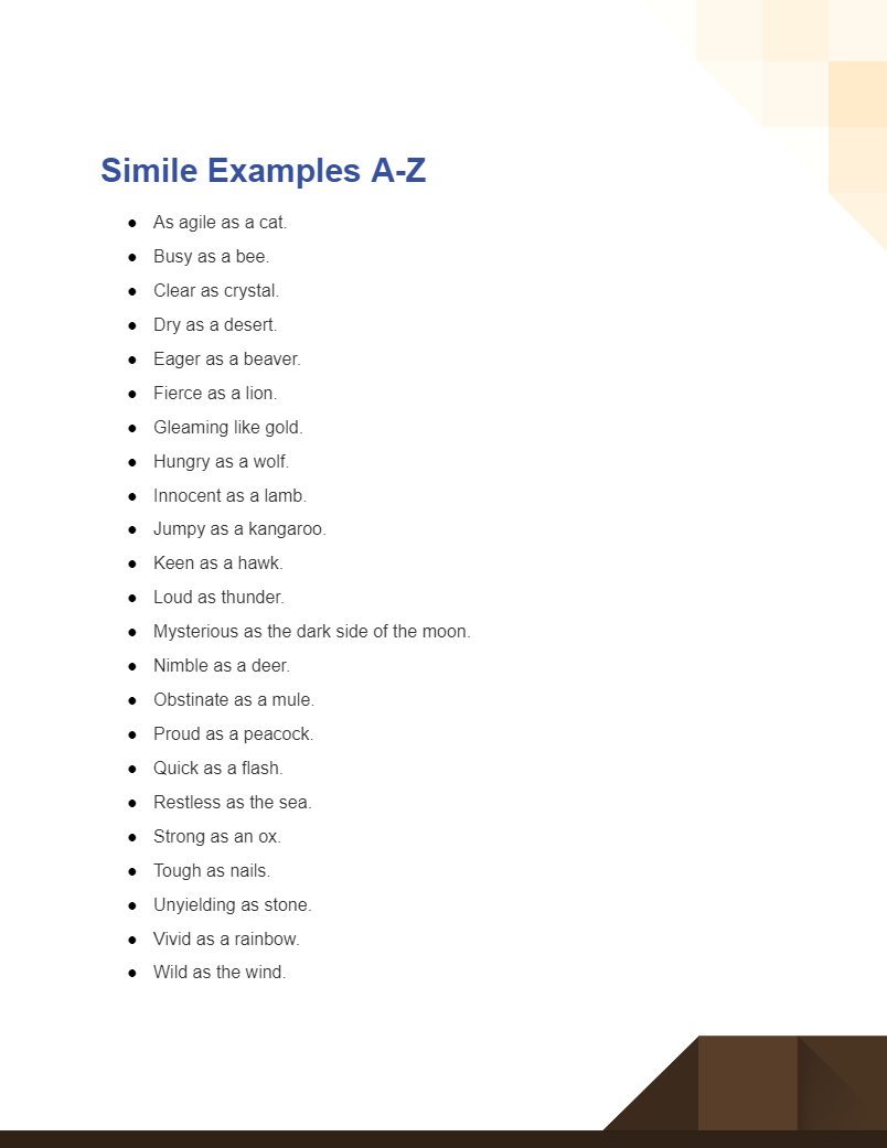 simile examples a z