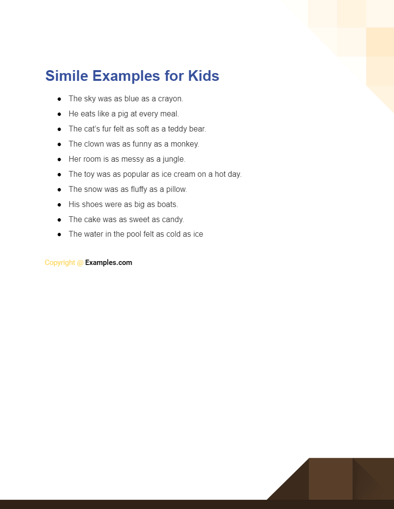 simile examples for kid