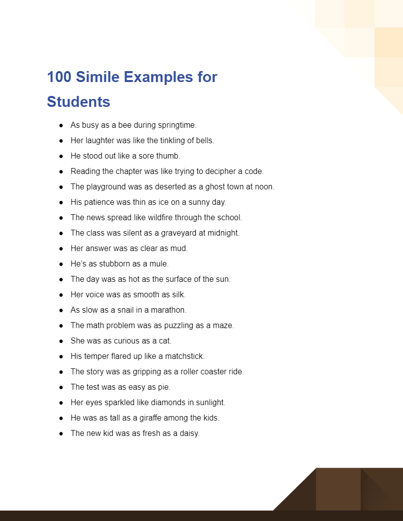 simile examples for student