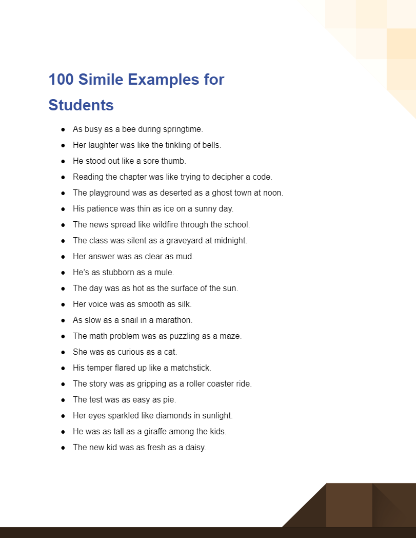 Simile Examples for Student