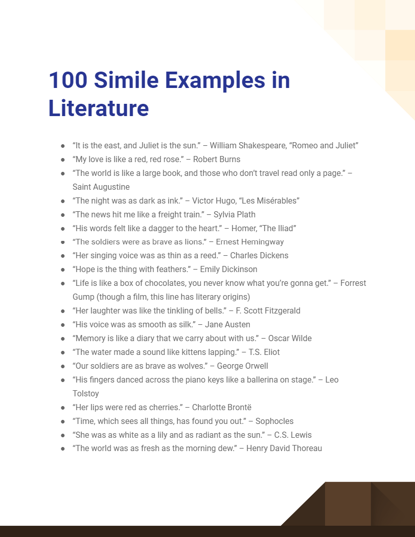 Simile Examples in Literature