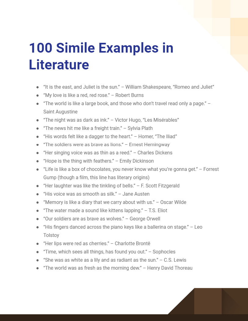 Simile in Literature 99+ Example, How to Write, PDF, Tips