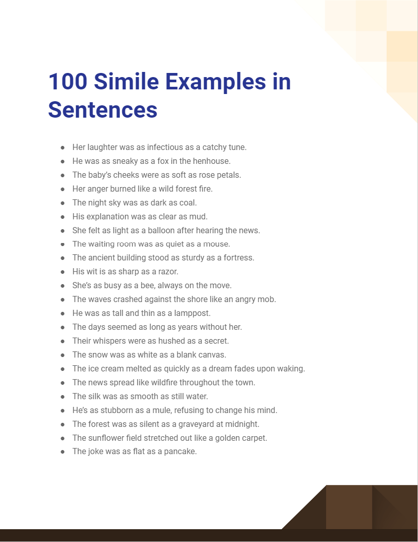 Simile in Sentences 99+ Examples, How to Write, PDF, Tips