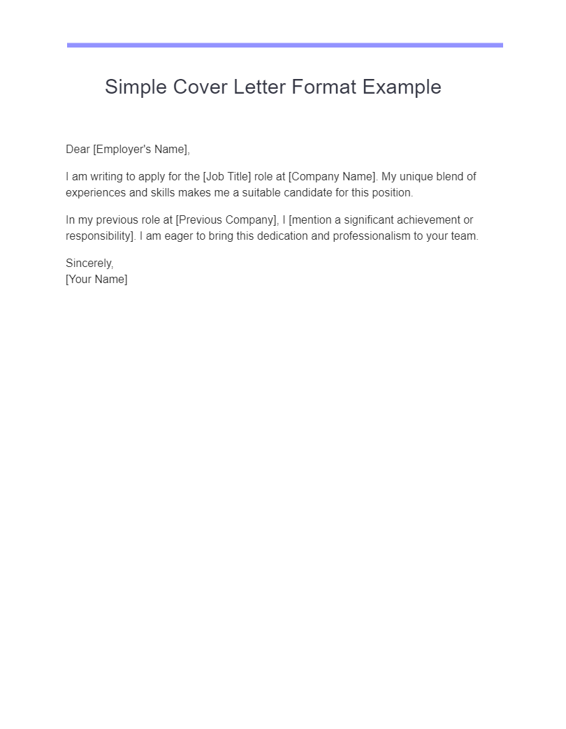simple cover letter format example
