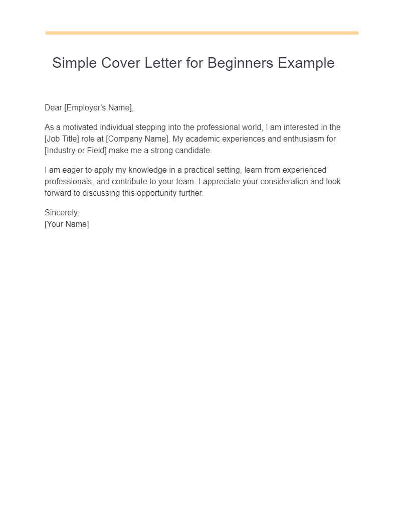 simple cover letter for beginners example