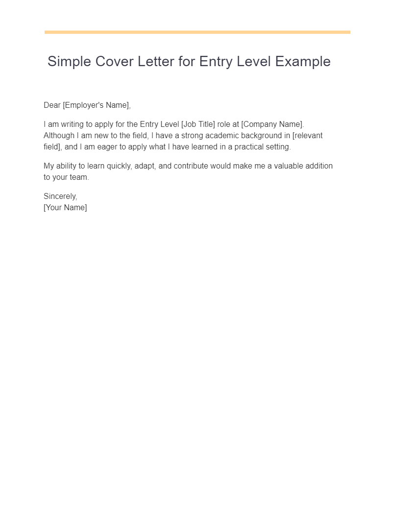 simple cover letter for entry level example