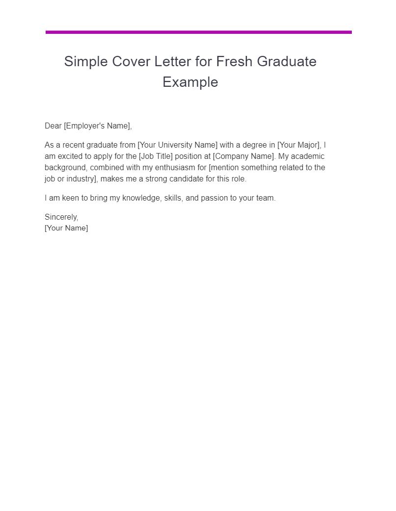simple cover letter for fresh graduate example