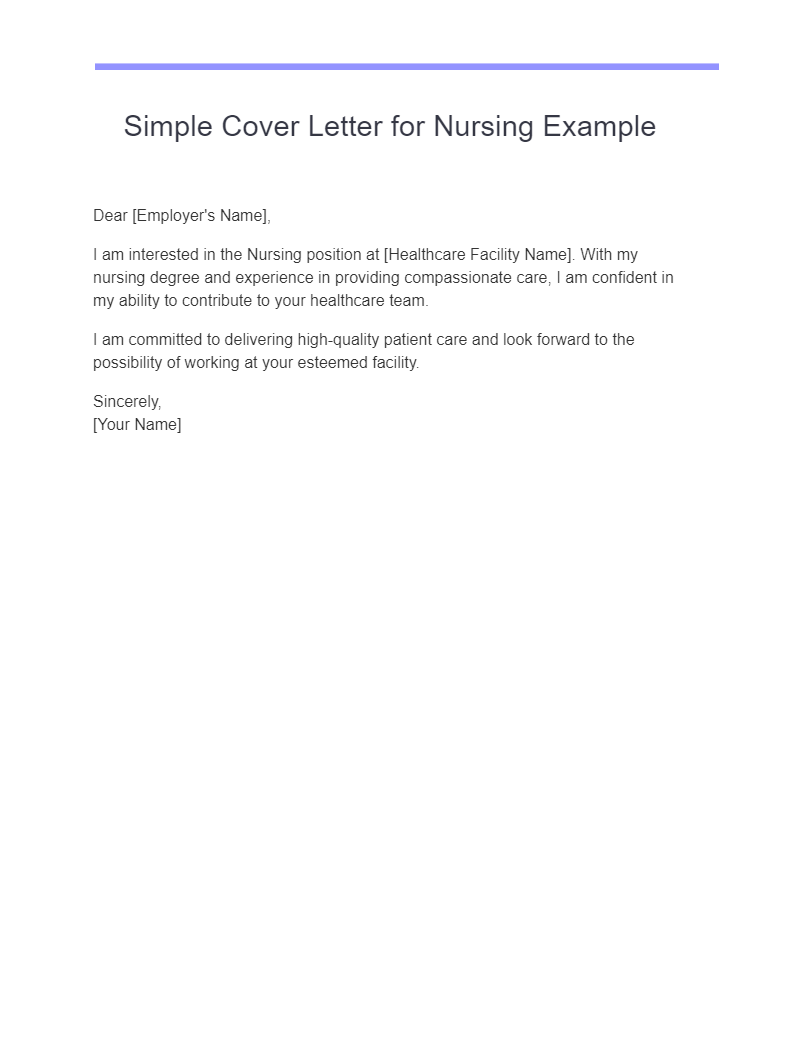 simple cover letter for nursing example