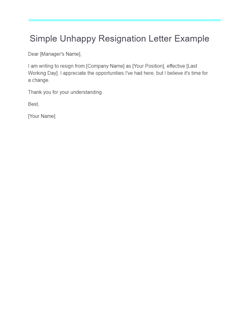 26 Unhappy Resignation Letter Examples How To Write Tips Examples 2156