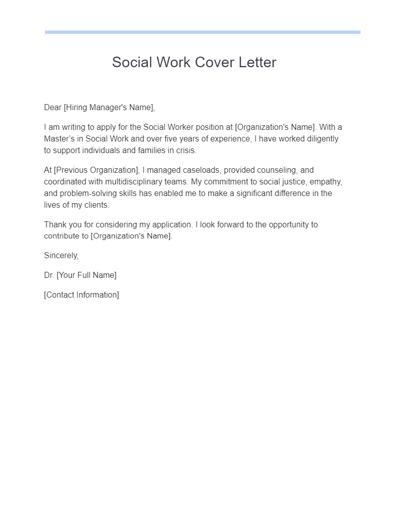 social work cover letter example
