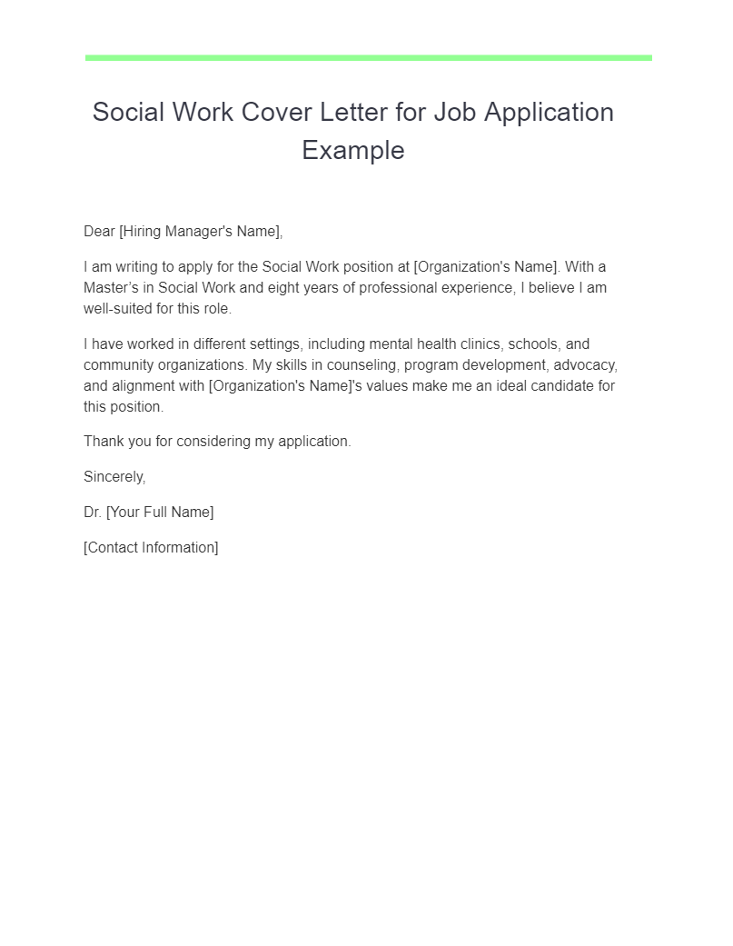 cover letter for a social worker position