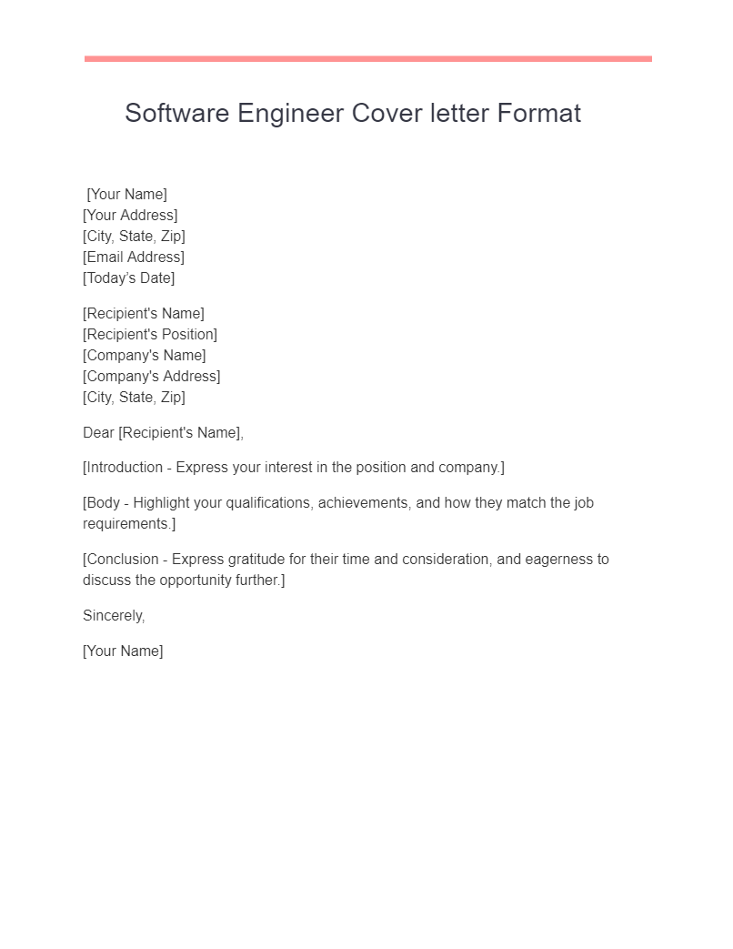 software engineer cover letter format