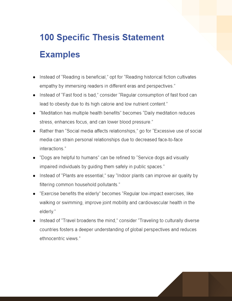 specific thesis definition