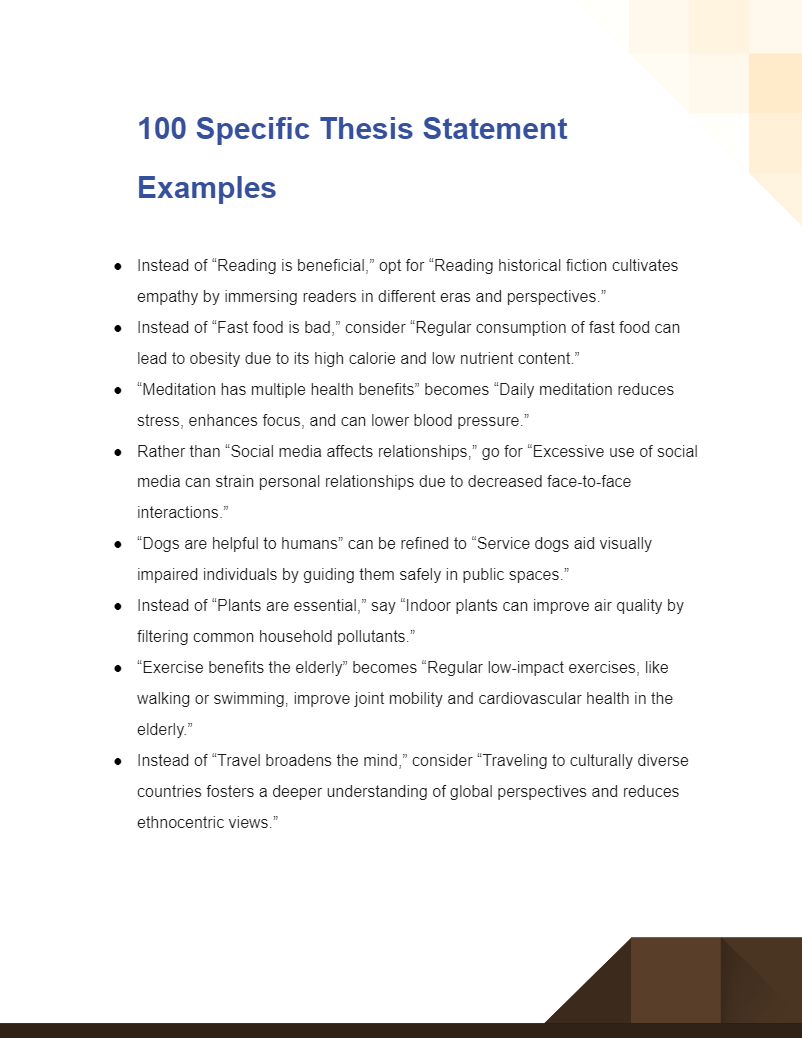 specific in thesis
