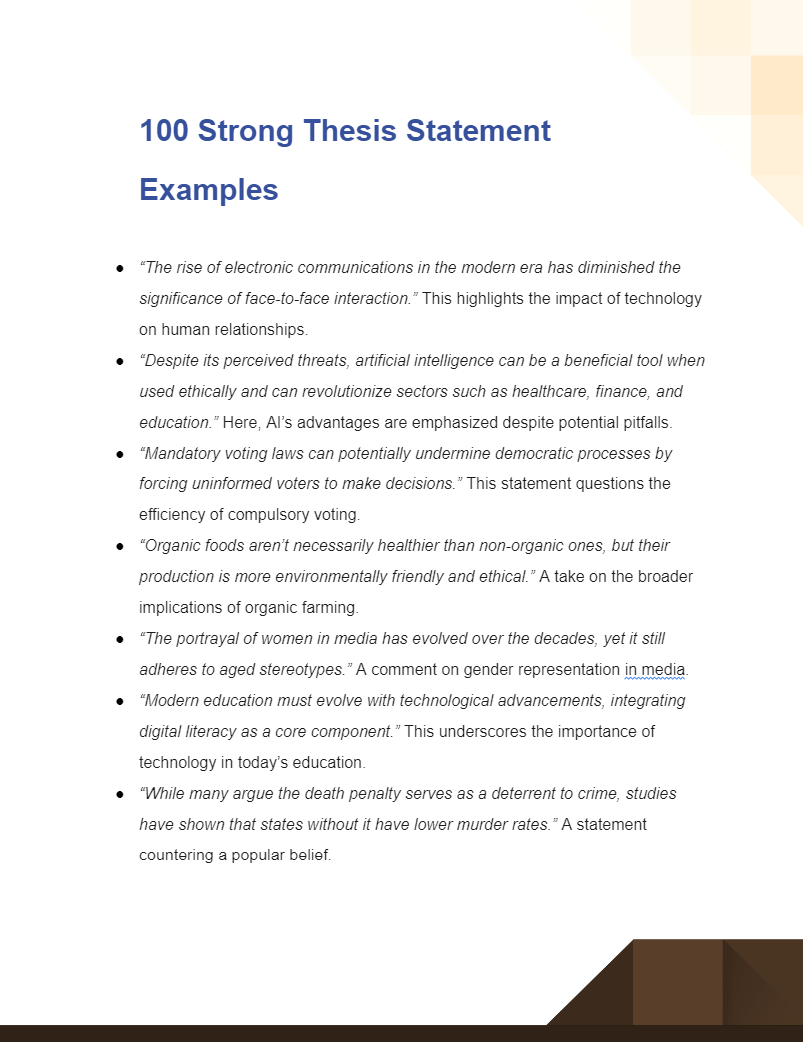 a successful or strong thesis statement is