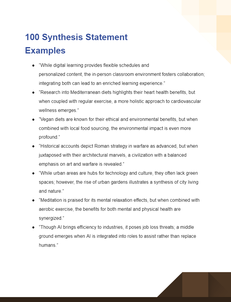 synthesis statement examples