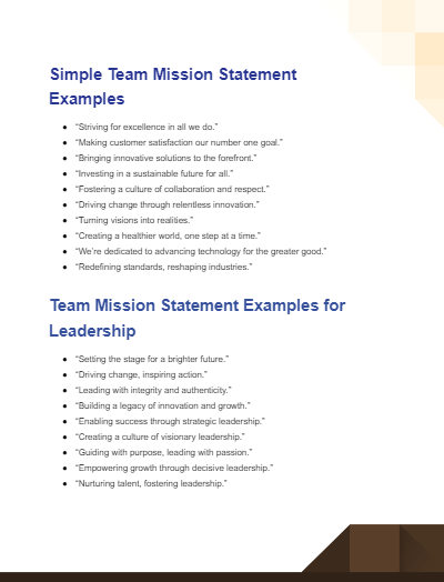 Team Mission Statement - 9+ Examples, How to Write, PDF