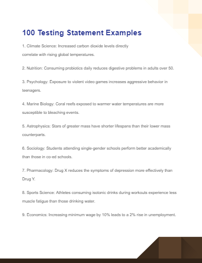 Testing Statement Examples