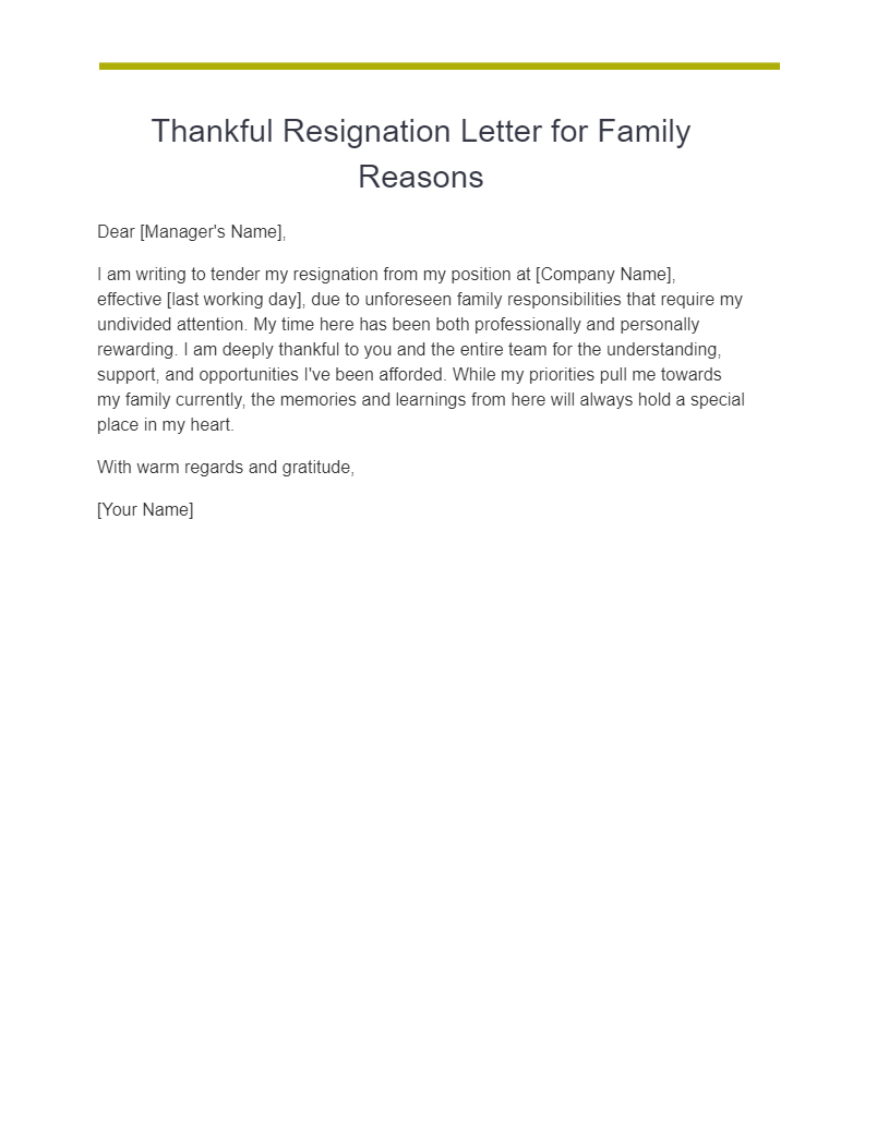thankful resignation letter for family reasons