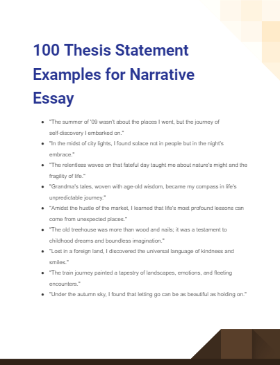 example of a thesis statement in a narrative essay
