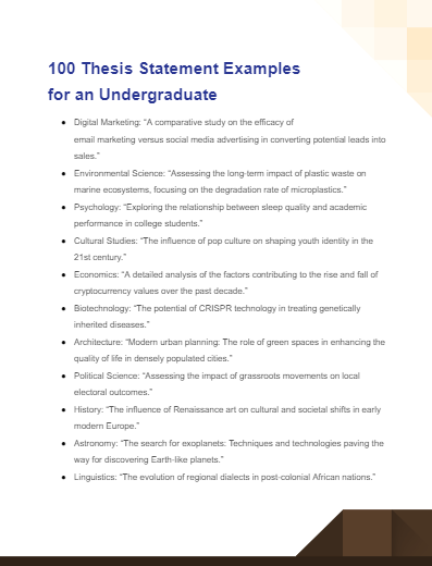 thesis statement examples for an undergraduate