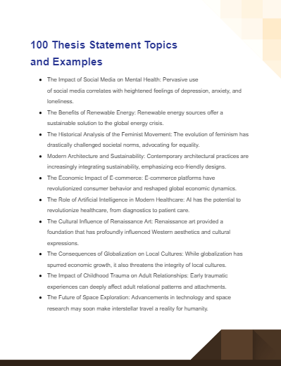 topics for thesis statement practice