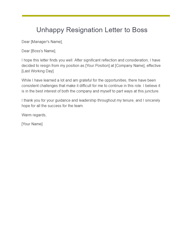 26+ Unhappy Resignation Letter Examples, How to Write, Tips | Examples