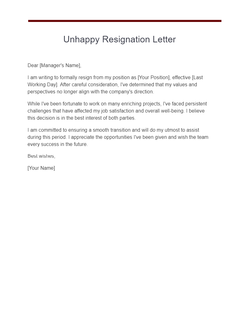 unhappy resignation letters
