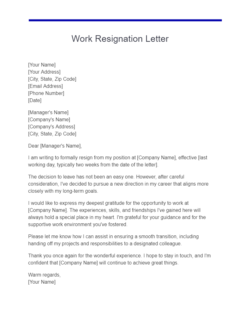 24+ Work Resignation Letter Examples, How to Write, Tips | Examples