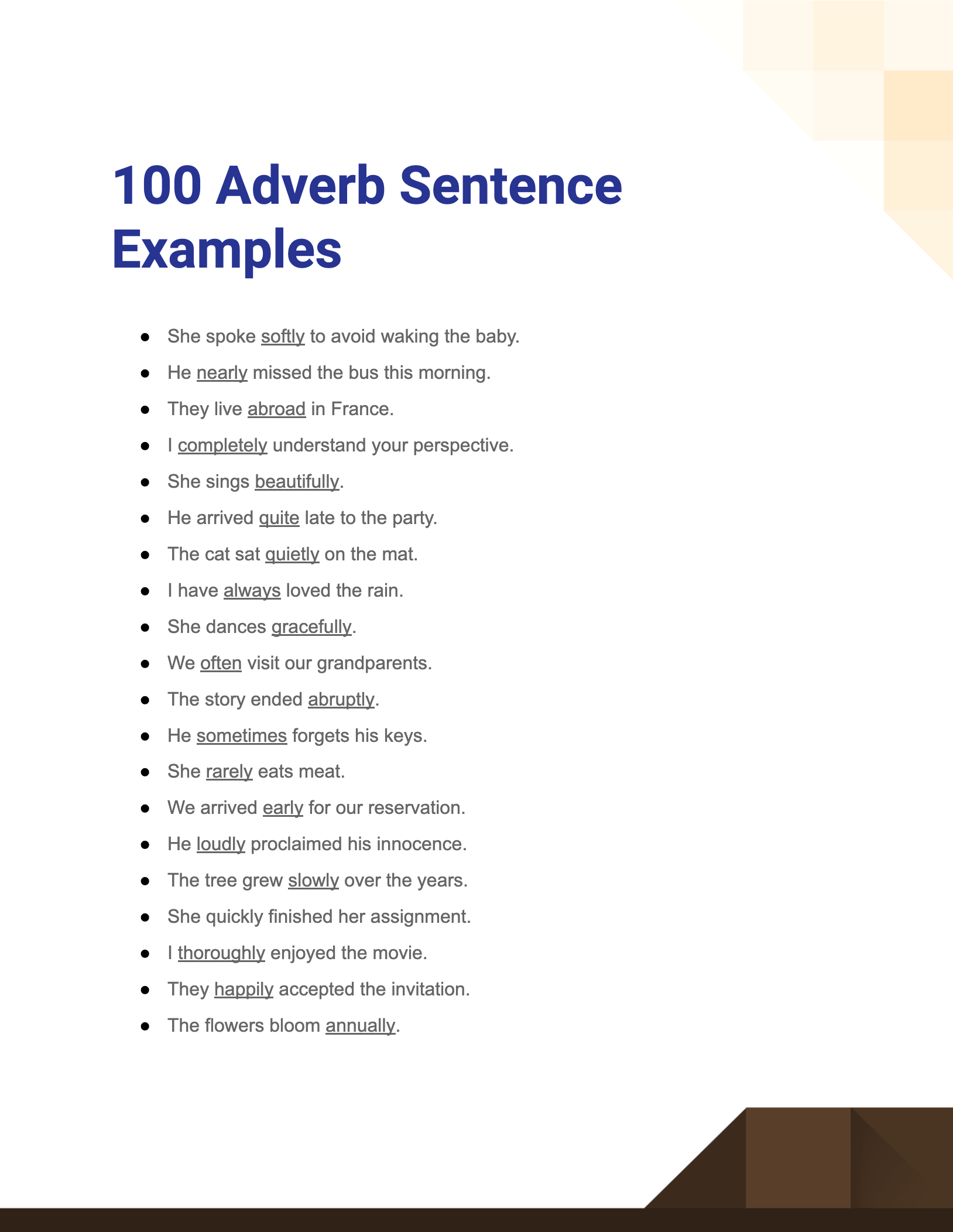 Adverb Sentence Examples