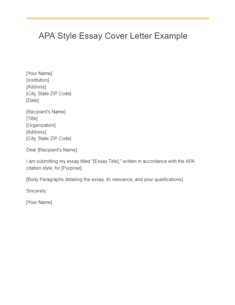 APA Style Essay Cover Letter Example