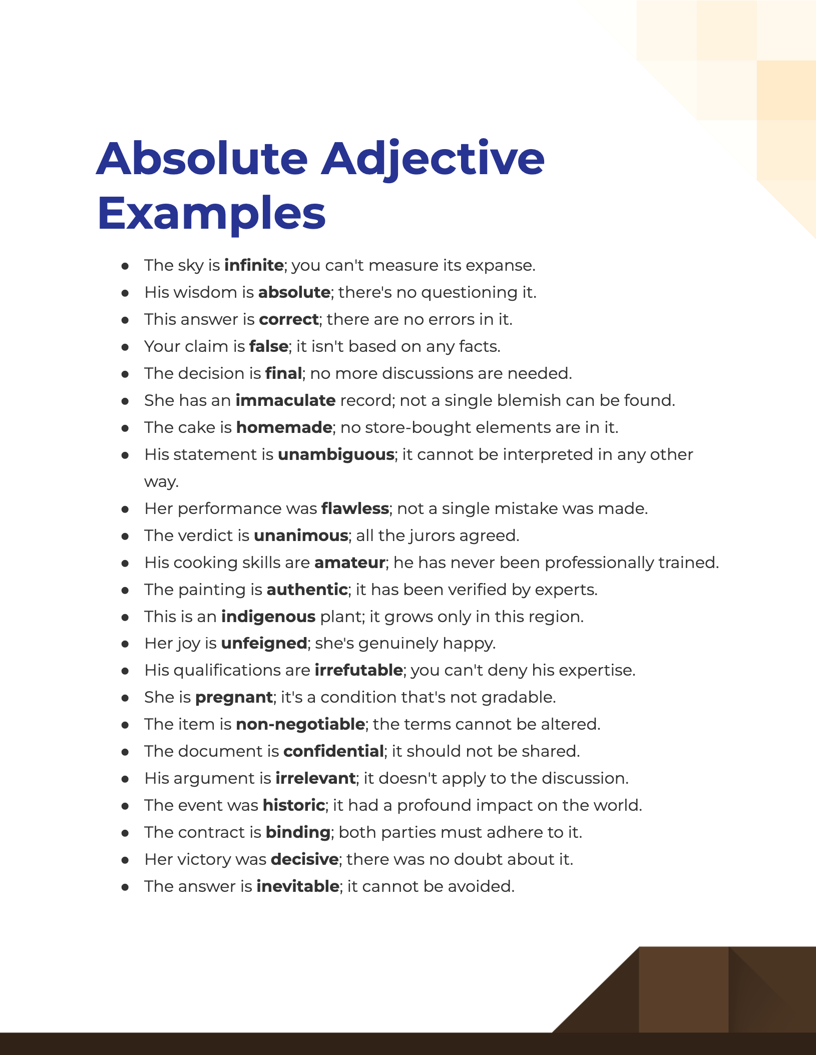 Absolute Adjective Examples