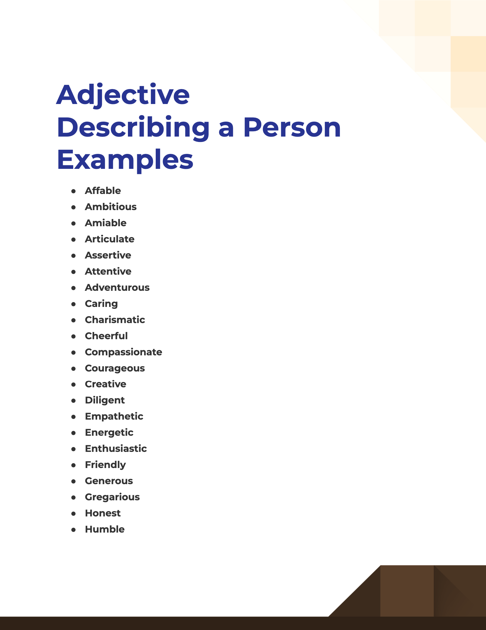 adjective describing a person examples 