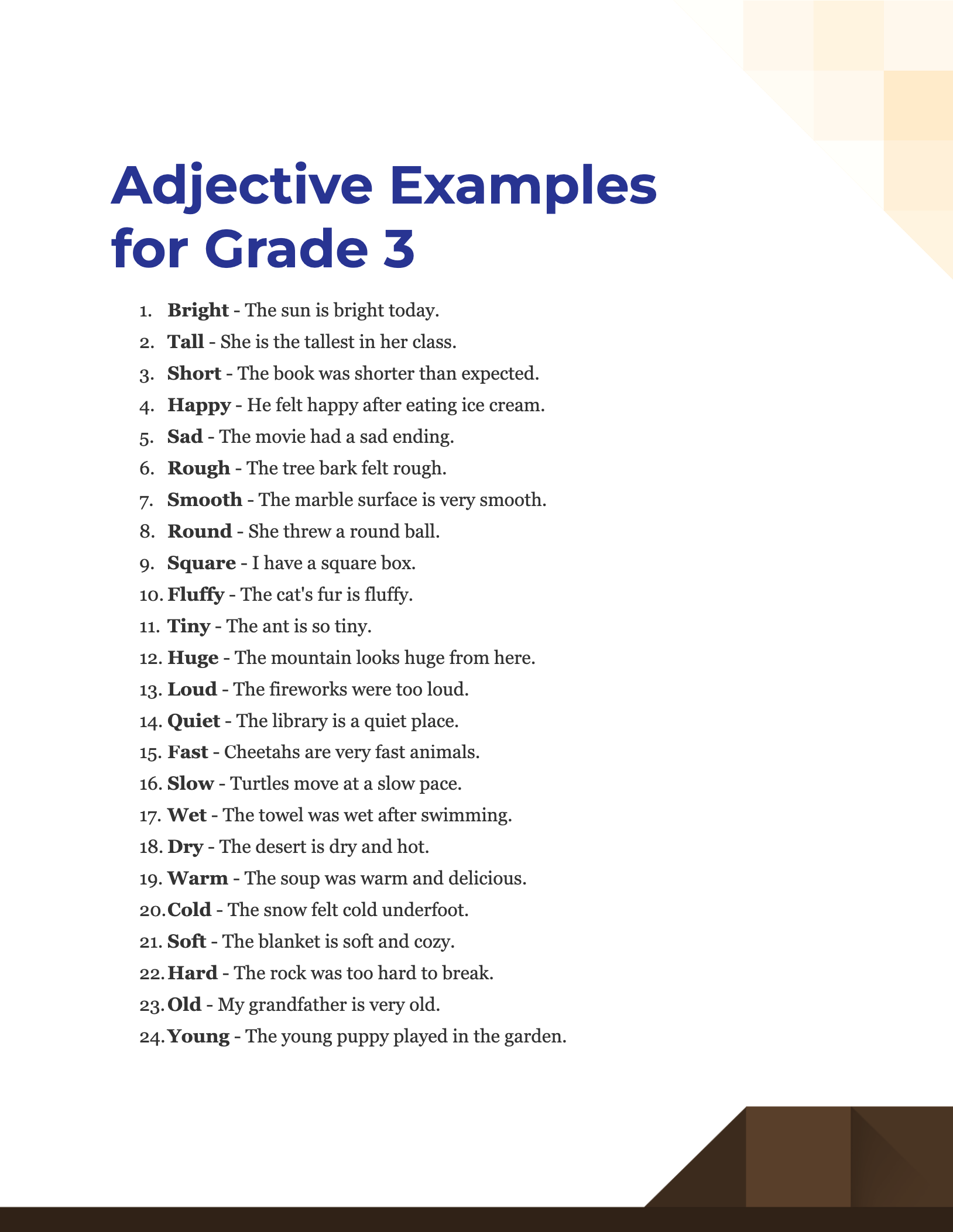 adjective examples for grade 31