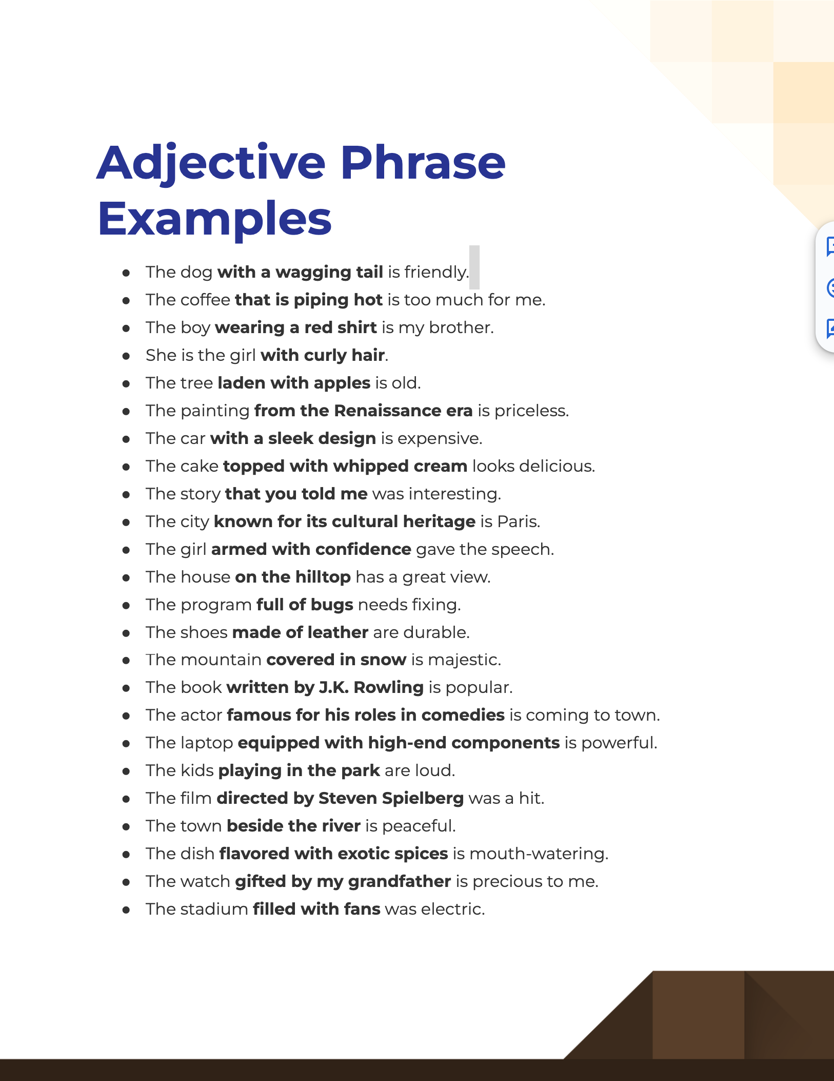 Adjective phrase deals definition