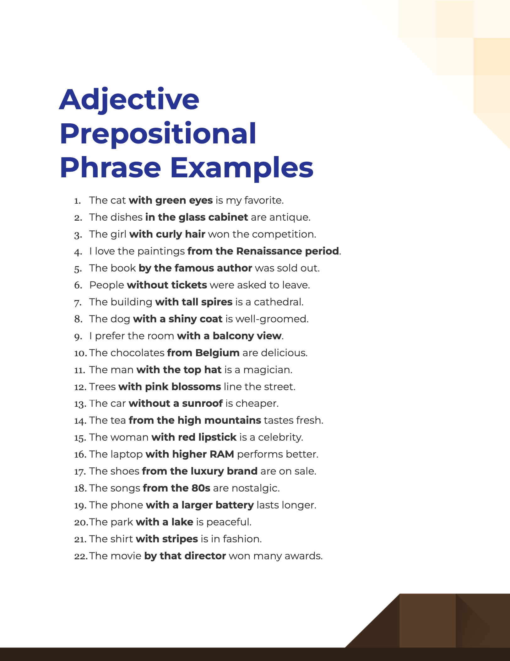 Adjective Prepositional Phrase 99 Examples How To Use Pdf Tips