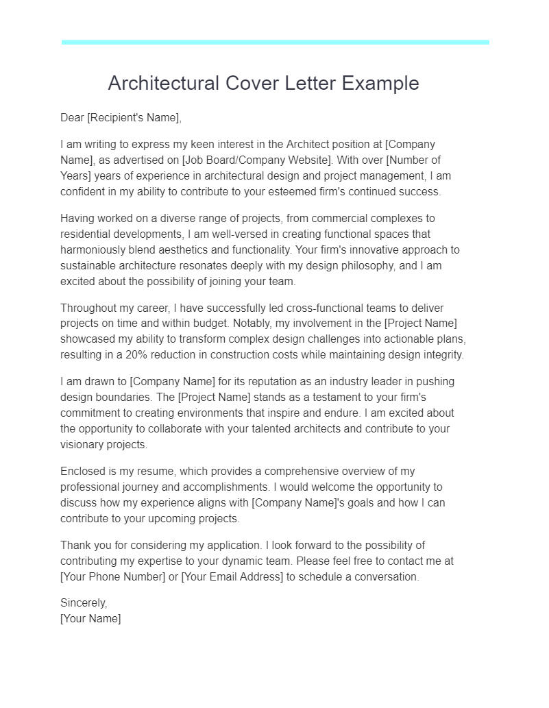 architectural cover letter example