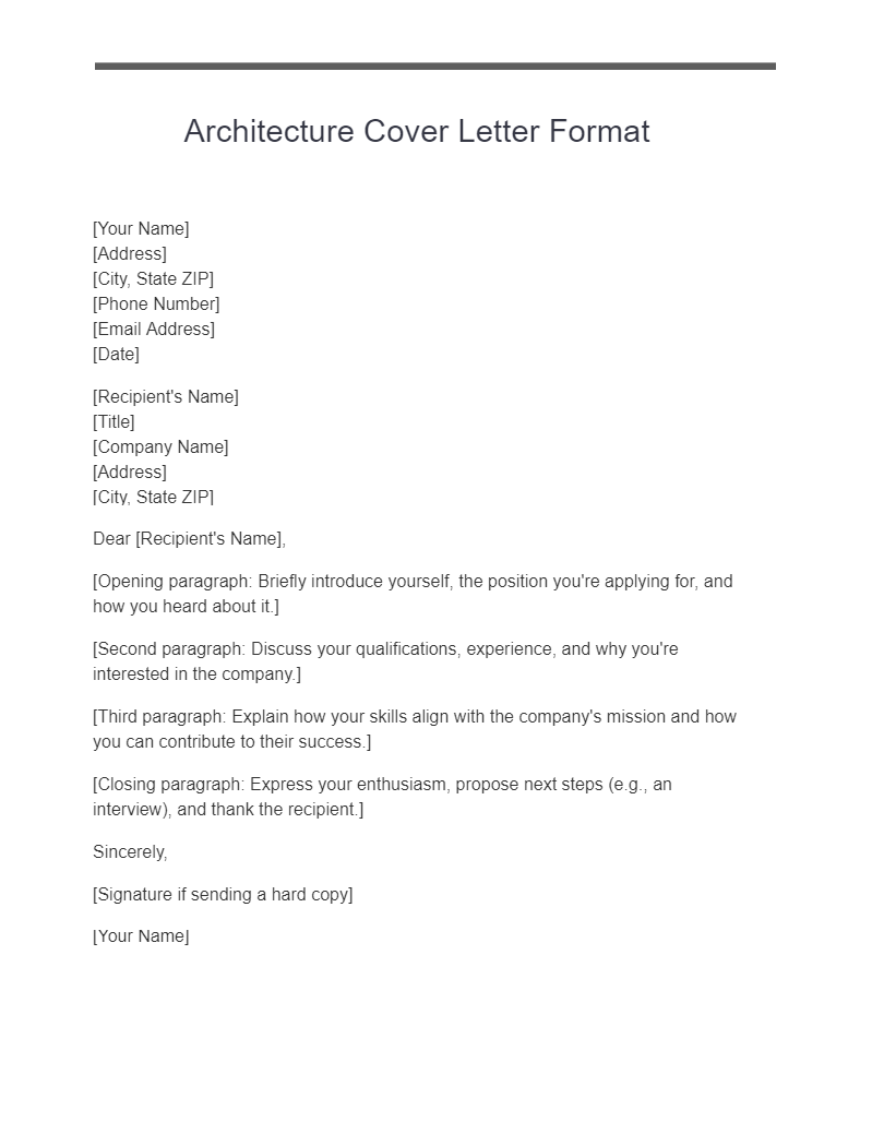 architecture cover letter format