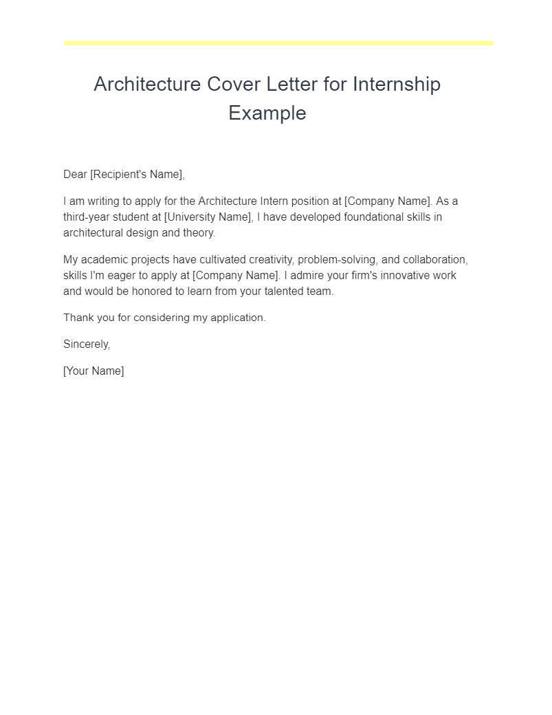 architecture cover letter for internship example