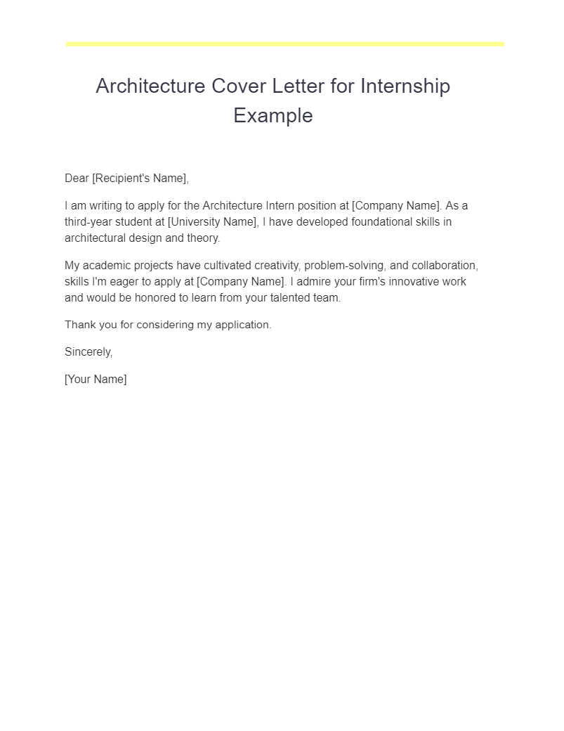 application letter for architecture internship