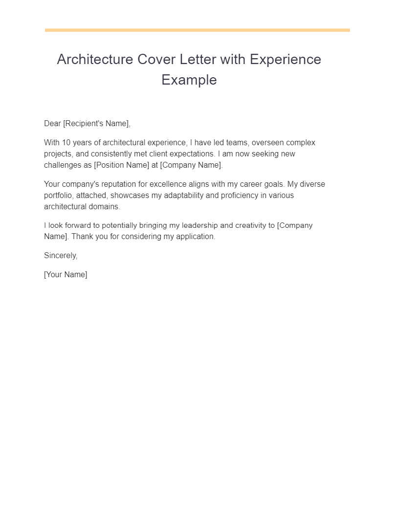 architecture cover letter with experience example