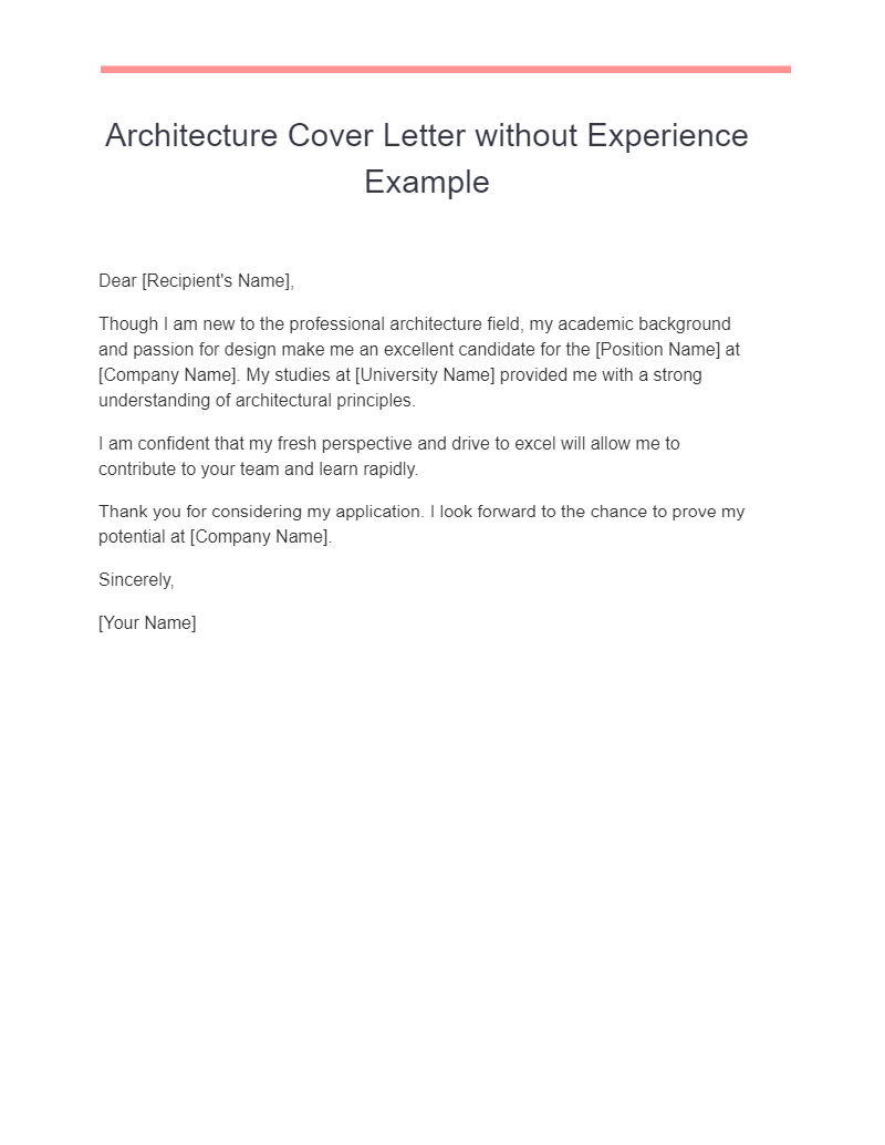 architecture cover letter without experience example